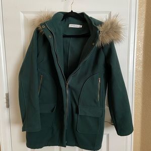 Emerald winter coat - removable fur lined hood